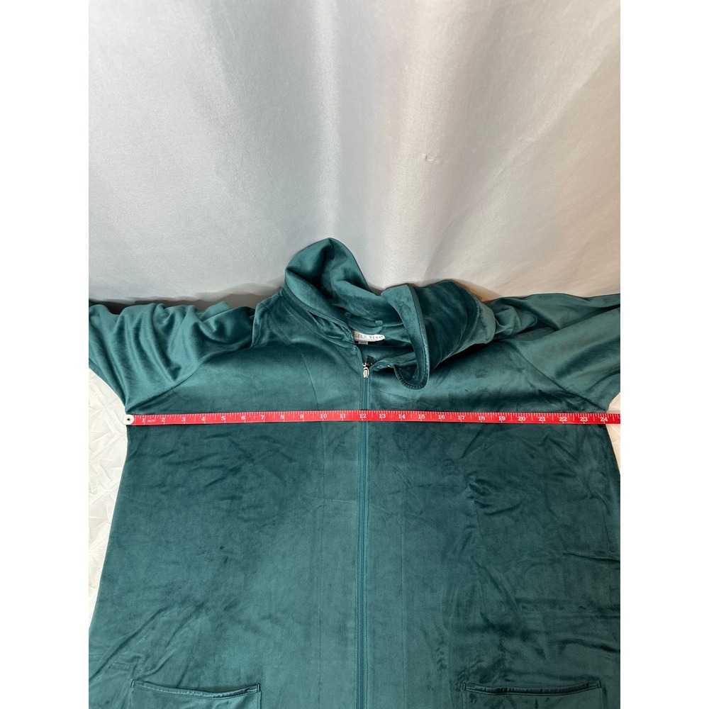 Eileen West Lux Velour Zip Front Green Robe LARGE/XL Leisure Classic Loungewear - Picture 8 of 8